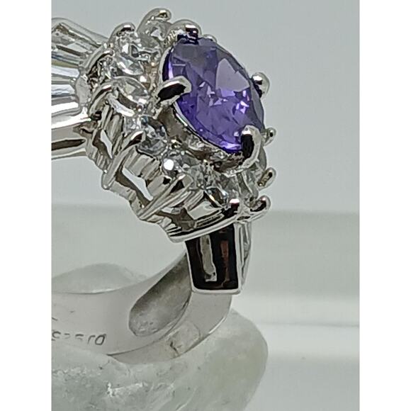 80's Glamour & Drama Vintage Ring Sterling Silver Quality Prong Setting Baguette - Picture 7 of 10